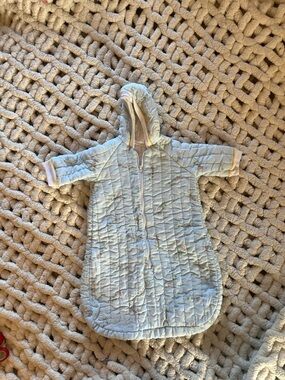 Little Me Light Blue Quilted Hooded Sleep Sack with Yellow Trim